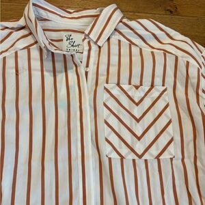 Women’s burnt orange/light brown and White Striped Shirt